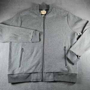 Boston Traders Mens XXL Gray Full Zip Fleece Lined Bomber Jacket Knit Textured